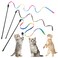 cobee 3 Pack Cat Wand Toy Set 30cm Cat Interactive Wand with Rainbow Ribbon String Leopard Print Cloth String for Kitten Training Exerciser Indoor Kitten Catcher