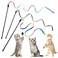 cobee 3 Pack Cat Wand Toy Set 30cm Cat Interactive Wand with Rainbow Ribbon String Leopard Print Cloth String for Kitten Training Exerciser Indoor Kitten Catcher