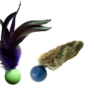 CoolCyberCats Pong Pack Cat Toys Feather Pong Fur Pong