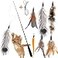 APSUAE Retractable Cat Wand Toys Interactive Feather Wand with Bell for IndoorOutdoor Cats 8 Pack