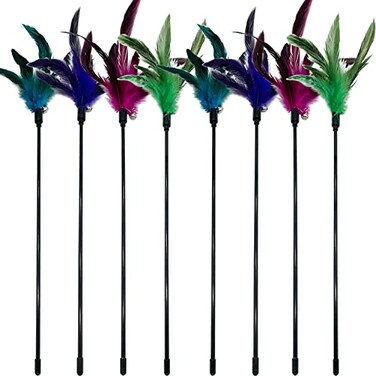 CATENESS Cat Wand Toy Feather Stick Cat Toys 8 Pieces Interactive Cat Toy Feathers Wand for Indoor Cats
