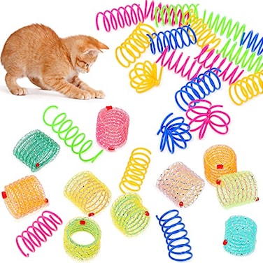Sumind 30 Pcs Cat Spring Toys Kitten Spiral Springs for Indoor Interactive Cat Pet Toys Plastic Coil Spiral for Kitten Swatting Biting Hunting Bouncing Training Play 2 Styles