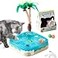 Migipaws 7in1 Interactive Cat Toy Motion Activated Indoor Playset with Automatic Pop Bounce Cat Ball Feather Palm Tree Wand Catnip Ball SelfGrooming Cardboard House Rechargeable