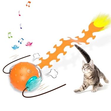 Waaiio Interactive Cat Toy with Centipede TailFast Rolling Ball Rechargeable Toys for Bored Indoor Adult Cats Touch ActivatedRechargeableBird Chirping Squeaky