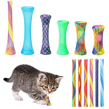 Leitee 60 Pcs Cat Spring Toys Kitten Tubes Indoor Interactive Chinese Finger Trap Cat Toys Plastic Coil for Pet Hunt ScratchRandom Colors