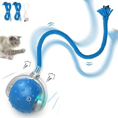 FLERDMAU Interactive Cat Ball Toy for Indoor Cats Fast Rolling on Carpets Motion Activated with Chirping Sounds Enrichment Play for Active Bored Cats