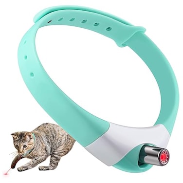 MZINGALL Automatic Cat Toys Laser Collar with Red Light Interactive Cat Toys for Bored Indoor Cats Rechargeable Electric Laser Cat Toy Wearable Collar for Kitten