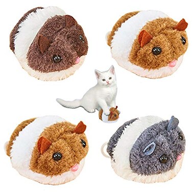 Carykon 4PCS Vibrating Drawstring Mouse Cat Catching Mouse Toy Funny Cat Mouse Plush Cat Toy Jumping Mouse