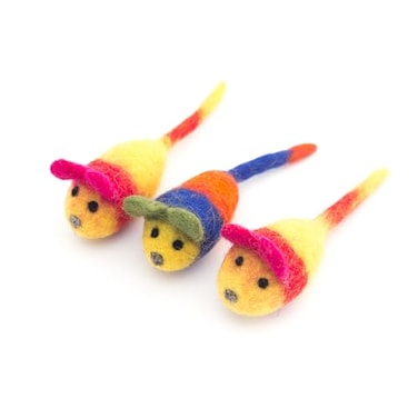 Glaciart One Wool Felt Mouse Cat Toys with Catnip 3 Pack 100 Handmade EcoFriendly Durable Natural Safe for Indoor Cats Minimalist Design