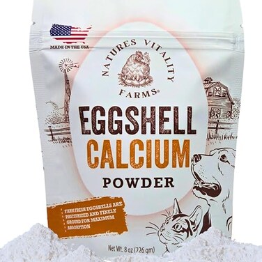 Natures Vitality 8 oz Pure USA Eggshell Powder for DogsCats Finely Ground Calcium Supplement