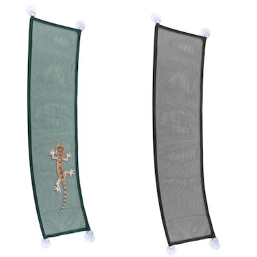 DQITJ 2 Pcs Reptile Hammock Chameleon with Suction Cup Snake Accessories Geckos Swing Climbing Net Black and Green