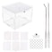 Flyan Acrylic Reptile Feeding Box 39x315x275 inch Transparent Glass Breeding Box Terrarium with 2 Pcs Straight and Curved Tweezers for Pet Insect Spider Crickets Snails Hermit Crabs Lizard