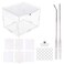 Flyan Acrylic Reptile Feeding Box 39x315x275 inch Transparent Glass Breeding Box Terrarium with 2 Pcs Straight and Curved Tweezers for Pet Insect Spider Crickets Snails Hermit Crabs Lizard
