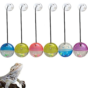 Koomduk 6 Pack Bearded Dragon Toys Balls BellBearded Dragon AccessoriesFit for Lizard Small Reptile Habitat Terrarium Tank