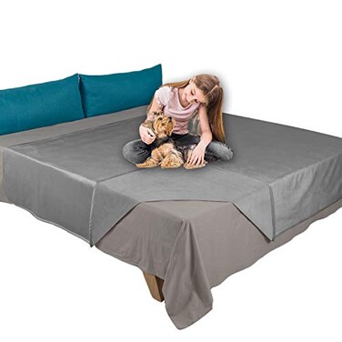 Ameritex Pet Bed Blanket Reversible 100 Waterproof Velvet Super Soft for Sofa and Bed 52x82 Inches Light GreyGrey