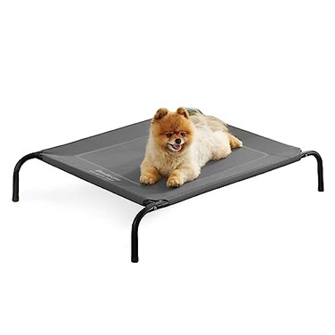 Bedsure Outdoor Elevated Dog Bed Large Sized Dog Portable Indoor Outdoor Cooling Raised Cot Pet Hammock Bed with SkidResistant Feet Frame with Breathable Mesh Grey 34 inches
