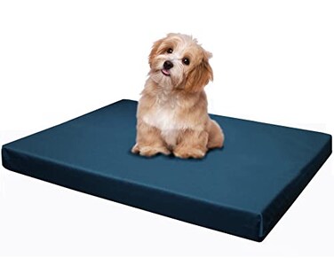 Dogbed4less Memory Foam Platform Dog Bed Crate Mattress for Orthopedic Joint Relief with Waterproof Removable Cover Large 42X28X3 Pacific Blue