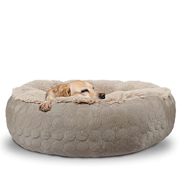 HACHIKITTY Dog Bed Orthopedic Round XLarge Taupe 30x24x16in for Medium Large Dogs Cats Cooling Warming Polyester Hypoallergenic
