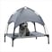 Hooyeatlin Small Elevated Dog Bed with Canopy Upgraded 30IN Outdoor Raised Dog Cot Bed with Removable Shade Tent Pet Cot GrayS Size