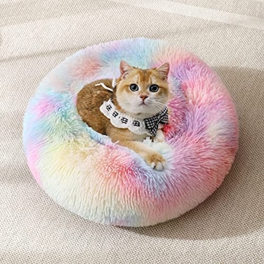 JOLLYVOGUE Dog Cat Bed Calming AntiAnxiety Pet Bed for Small Dogs Fluffy Donut Cushion for Small and Medium Pets 20