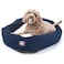 Majestic Pet 32 Inch PolyCotton Sherpa Calming Dog Bed Washable 32x18x8 inch Cozy Soft Round Donut Dog Bed with Spine for Head Support Pet Bed Medium Blue
