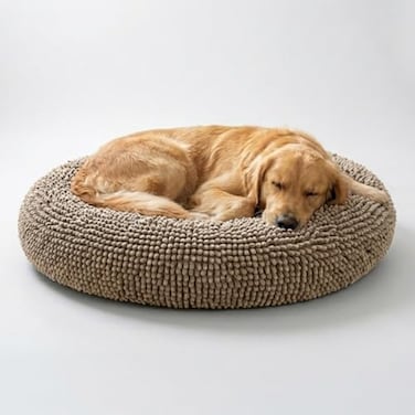 Muddy Mat Cloud K9 Bed for Dogs Cats Soft Relaxing Donut Dog Bed Chenille Material Removable Cover Washable Dryer SafeBeige Large40x40