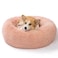 SAVFOX 30 inches Calming Donut Dog Bed 3X Durable Plush Faux Fur Machine Washable NonSlip Fits up to 45 lbs Pink