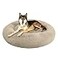 SAVFOX 45 inches Calming Donut Dog Bed 3X Durable Plush Faux Fur Machine Washable NonSlip Fits up to 150 lbs Beige