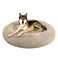 SAVFOX 45 inches Calming Donut Dog Bed 3X Durable Plush Faux Fur Machine Washable NonSlip Fits up to 150 lbs Beige