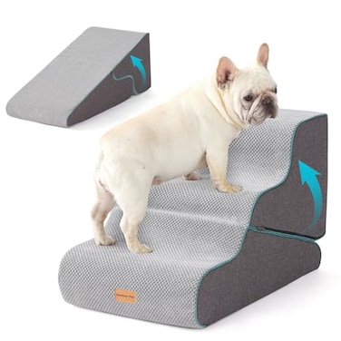 Gardner Pet Dog Stairs for Small Dogs 165 H 2 in 1 Transformable 3Step Pet Stairs and ramp Dog Steps for Couch 1320 in with Durable NonSlip Waterproof Cover and CertiPURUS Certified Foam