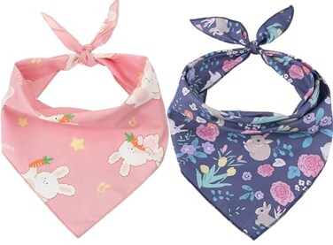 Pawskido 2 Pack Easter Dog Bandana Triangle Bib Pet Scarf Accessories for Spring