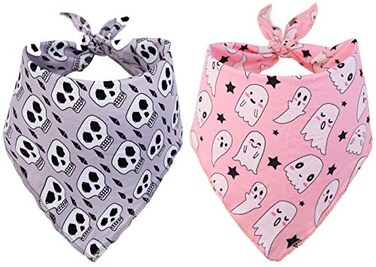 BoomBone 2 Pack Halloween Dog BandanaTriangle Bibs Pet Scarf for Dogs Large