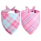 Agroon Pink Dog Bandana Girl Large 2PCS Summer Spring Scarf Durable Triangle Reversible Bibs Handkerchief for Puppy Pet