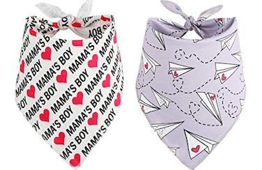 BoomBone Dog Valentines Day Bandana 2 PackTriangle Bibs Pet Scarf for Puppy Cat Small Dogs