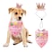 ISMARTEN Dog Bandana Set Puppy Birthday Hat Scarf for Small Medium Dog Pet Pink