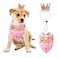 ISMARTEN Dog Bandana Set Puppy Birthday Hat Scarf for Small Medium Dog Pet Pink
