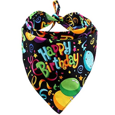 MIAPETTB Dog Birthday Bandana Triangle Bibs Scarf Accessories Black Small