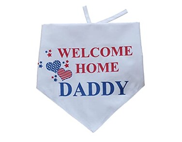 EechicSpace Welcome Home Daddy Dog Bandana Military Scarf for Small Medium Large Dogs
