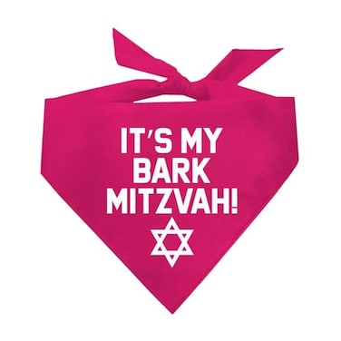 Tees & Its My Bark Mitzvah Jewish Star Triangle Dog Bandana Pink OS 162