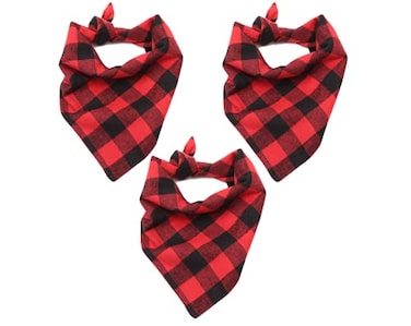 Native Pup 3Pack Plaid Dog Bandanna Large Red