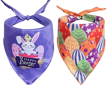 Upaw 2 Pack Dog Easter Bandana Triangle Bibs Pet Scarf for Small to Large Dogs and Cat