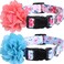 Lamphyface 2 Pack Dog Collar Floral with Removable Flower Adjustable Nylon Pet Collars Large