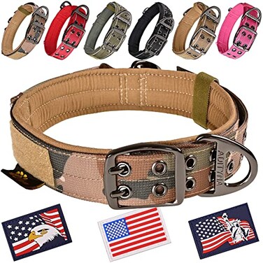 ADITYNA Heavy Duty Dog Collar for Medium Dogs Camo Collar with Handle for Training and Walking Wide Thick Tactical Soft Neoprene Padded