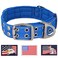 ADITYNA Heavy Duty Dog Collar for Medium Dogs Reflective Blue Collar with Handle for Training and Walking Wide Thick Tactical Soft Neoprene Padded