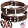 ADITYNA Heavy Duty Leather Dog Collar for Medium Dogs Soft and Strong Collar for Walking Training Hiking and Running Medium Fit 13 20 Neck Brown