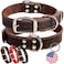 ADITYNA Heavy Duty Leather Dog Collar for Medium Dogs Soft and Strong Collar for Walking Training Hiking and Running Medium Fit 13 20 Neck Brown