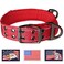 ADITYNA Heavy Duty Red Dog Collar for Large Dogs Reflective Collar with Handle for Training and Walking Wide Thick Tactical Soft Neoprene Padded