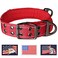 ADITYNA Heavy Duty Red Dog Collar for Large Dogs Reflective Collar with Handle for Training and Walking Wide Thick Tactical Soft Neoprene Padded