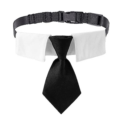 ADOGGYGO Adjustable Dog Neck Tie Collar Pet Collar with Black Necktie Wedding Formal Tux Collars for Large Dogs Pets Large
