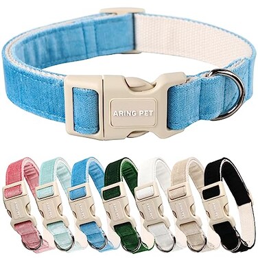 Aring pet ARING PET Dog CollarAdjustable Cotton Small Dog Collars Lightweight Comfortable Blue Pet Collars with Quick Release Buckle for Small Medium Large Dog